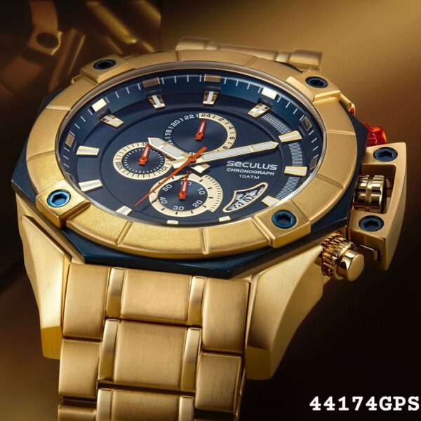 Relógio Masculino Cronógrafo Aço Dourado Referência: 44174GPSVDA1