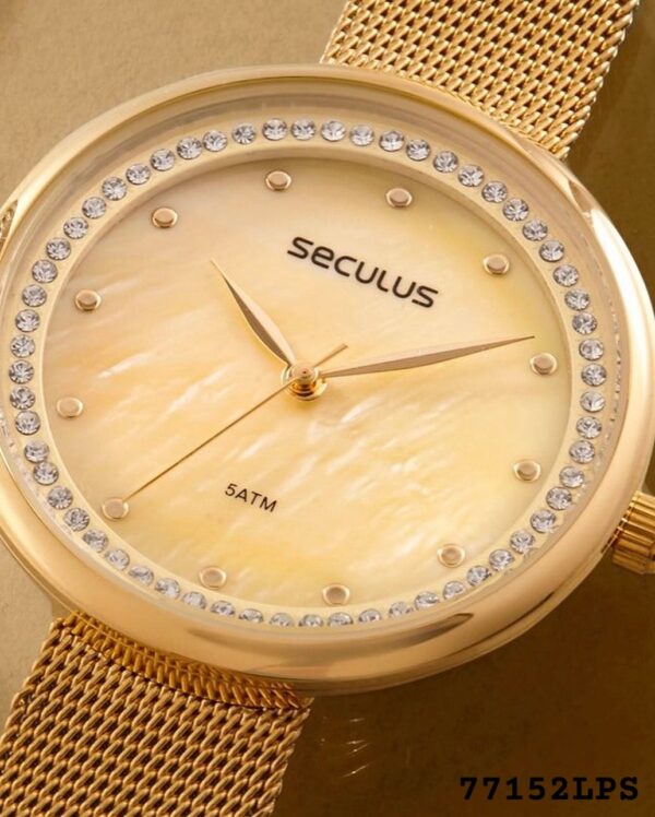 Relógio Seculus Feminino Dourado Madrepérola 77152LPSVDS1