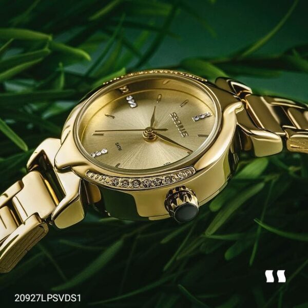 Seculus Relógio Feminino Clássico Cristais Dourado 20927Lpsvds1