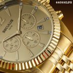 RELÓGIO SECULUS DOURADO COM CRONÓGRADO E CALENDÁRIO 44066LPSVDS1