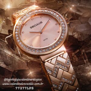 Relógio Feminino Bracelete Cristais Rosé Referência: 77277LPSVRB2