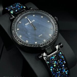 Relógio Feminino Bracelete Cristais Preto Referência: 77276LPSVPB3