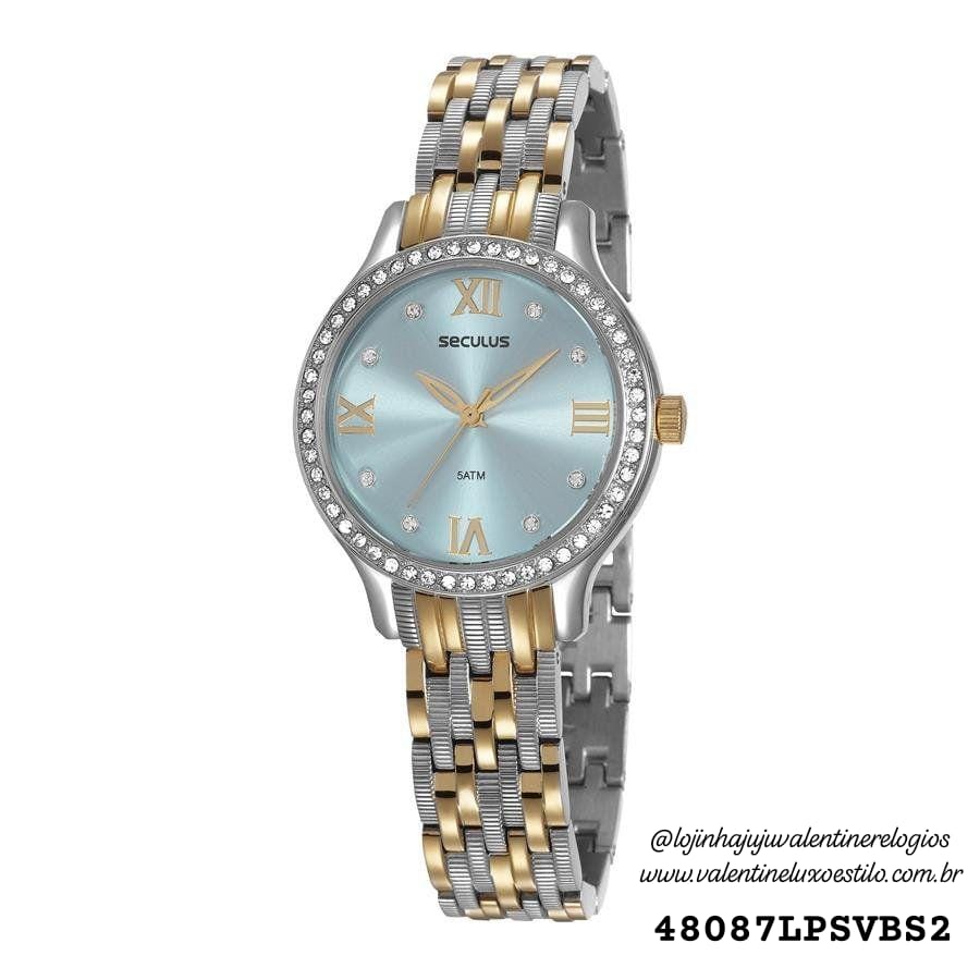 Relógio Seculus Feminino Ref: 48087lpsvbs2 Clássico Bicolor