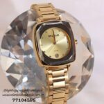 Relógio Feminino Quadrado Vidro Facetado Dourado Referência: 77104LPSVDS1