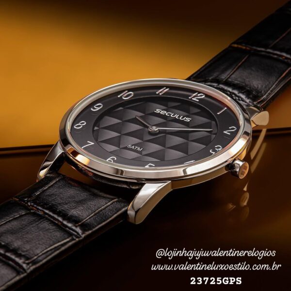 Relógio Masculino Slim Couro Croco Dourado Referência: 23725GPSVDC1