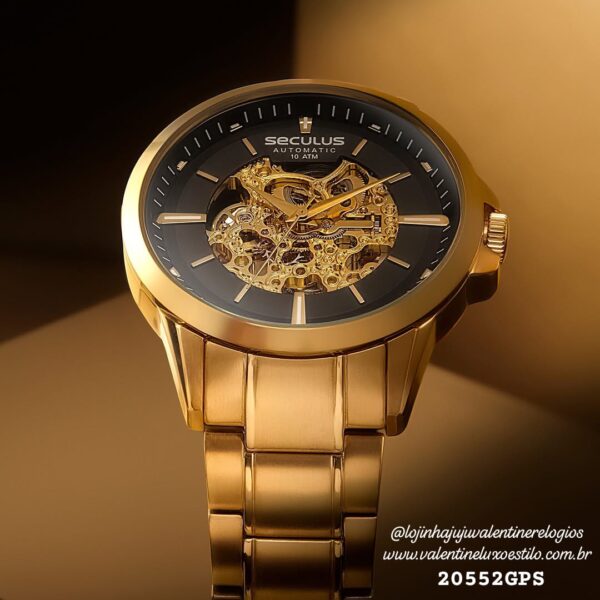Relógio Automático Maquinismo Aparente Aço Dourado Referência: 20552GPSVDA1/ 20754GPSVDA2