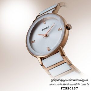 Relógio de Pulso Original Orient Ceramic em Aço Inox Feminino FTSS0137 ROSEGOLD