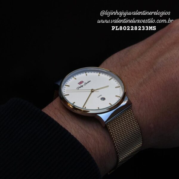 RELÓGIO PHILLIP LONDON SHELBY SILVER GOLD PL80228233MS