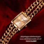 Relógio Feminino Quadrado Corrente Dourado Referência: 32593LPMVDM1