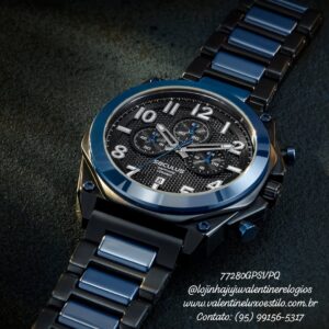 Relógio Masculino Cronógrafo Cerâmica Azul e Preto Referência: 77280GPSVEQ1