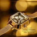 Relógio Seculus Analógico Vidro Facetado Dourado malha aço Referência: 44277LPSVDS2