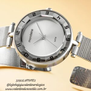 Relógio Feminino Vidro Facetado Prata Referência: 32911L0MVNE2