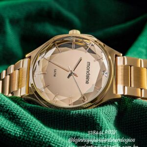 Relógio Mondaine Feminino Vidro Facetado Dourado Referência: 32844LPMVDE1