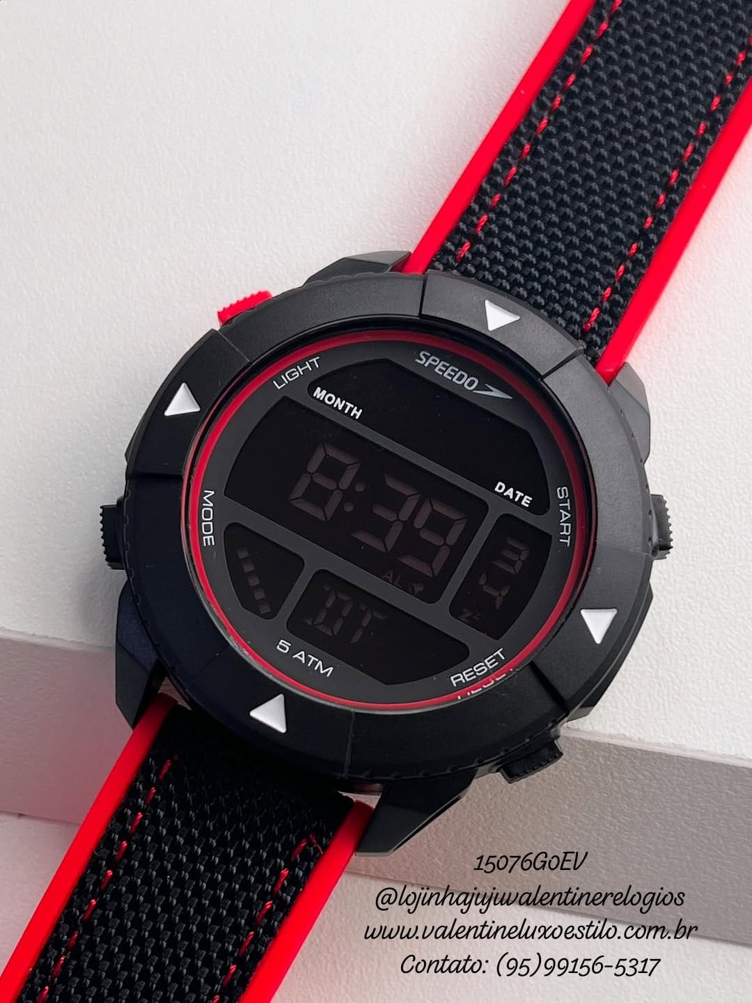 Relógio Speedo Preto Vermelho Masculino 15076G0EVNV2